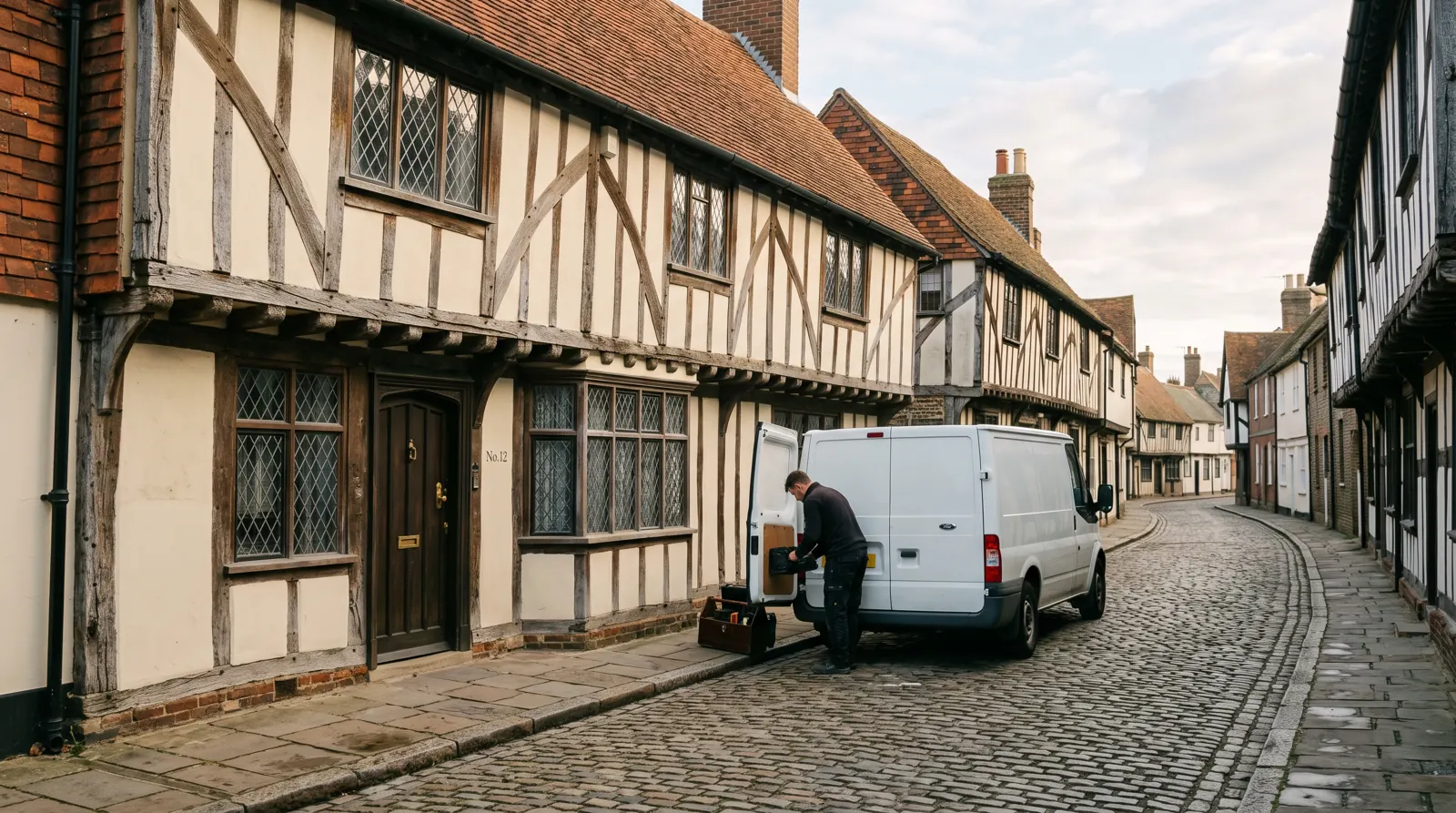 Electrician arriving at a home in Sandwich